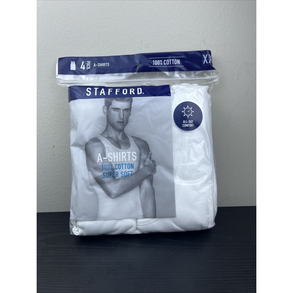 Stafford Super Soft A-Shirts Ribbed Tank Tops 4-Pack XXL 100% Cotton